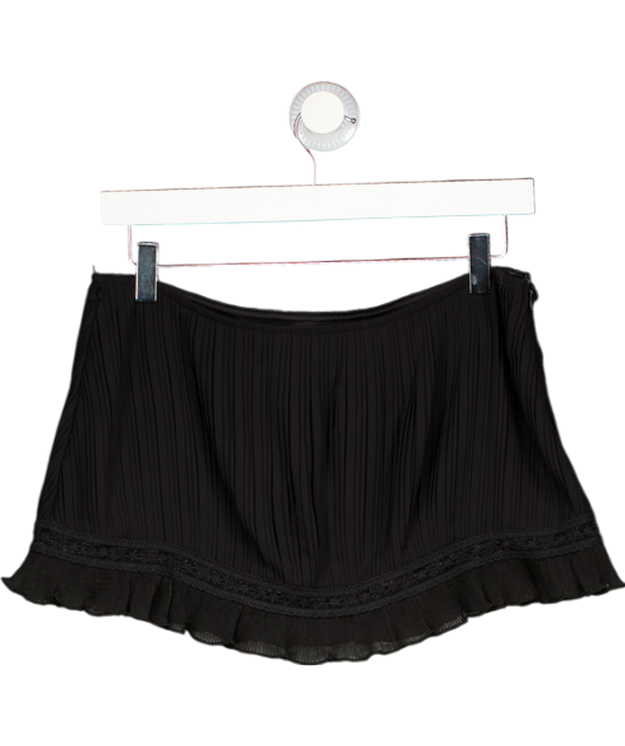 SASHA THERESE Black Frill Trim Mini Skirt UK XS