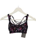 LULULEMON Black Floral Lattice Back Sports Bra Us2 UK 6