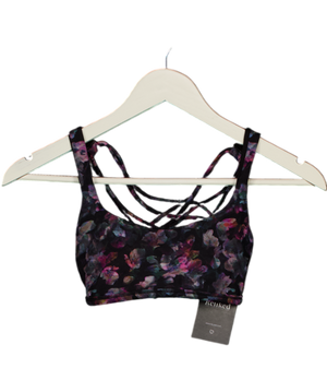 LULULEMON Black Floral Lattice Back Sports Bra Us2 UK 6