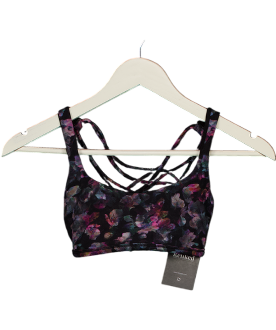 LULULEMON Black Floral Lattice Back Sports Bra Us2 UK 6