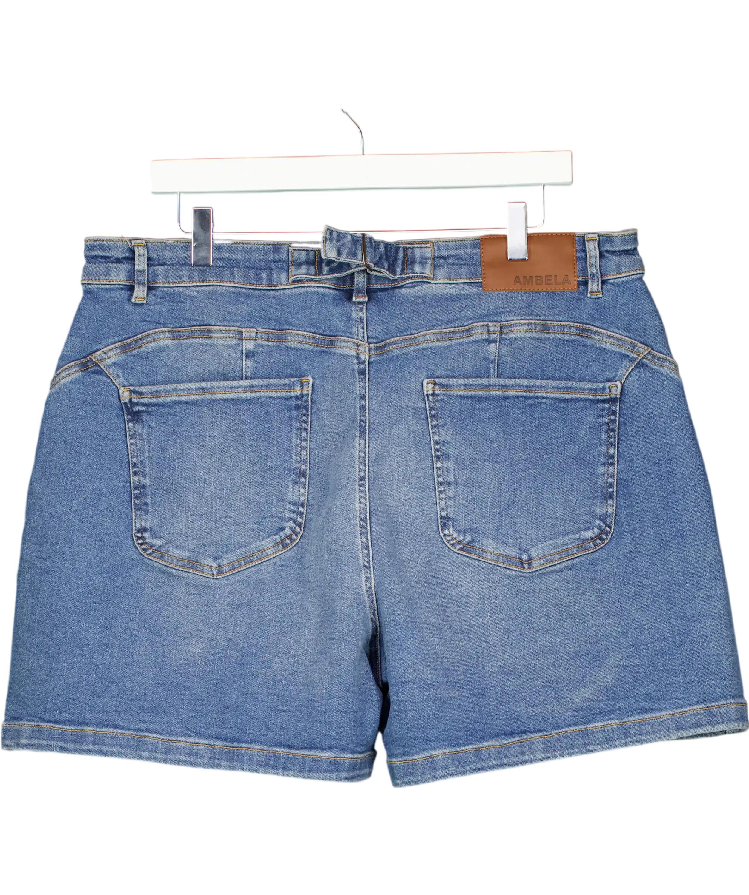 Ambela Blue Stretch Raw Hem Shorts UK 20