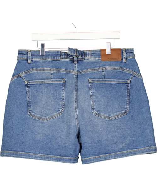 Ambela Blue Stretch Raw Hem Shorts UK 20