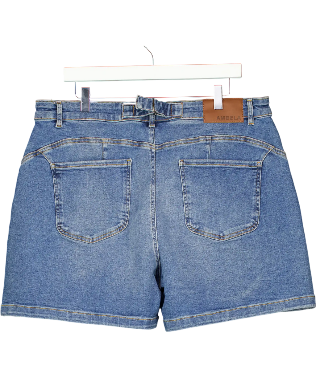 Ambela Blue Stretch Raw Hem Shorts UK 20