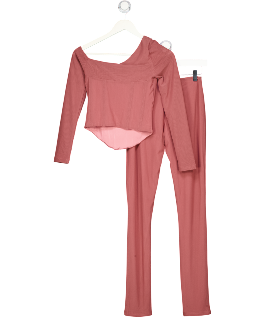 Mars the Label Pink The Ava Mesh Corset Top And Legging Set UK 8