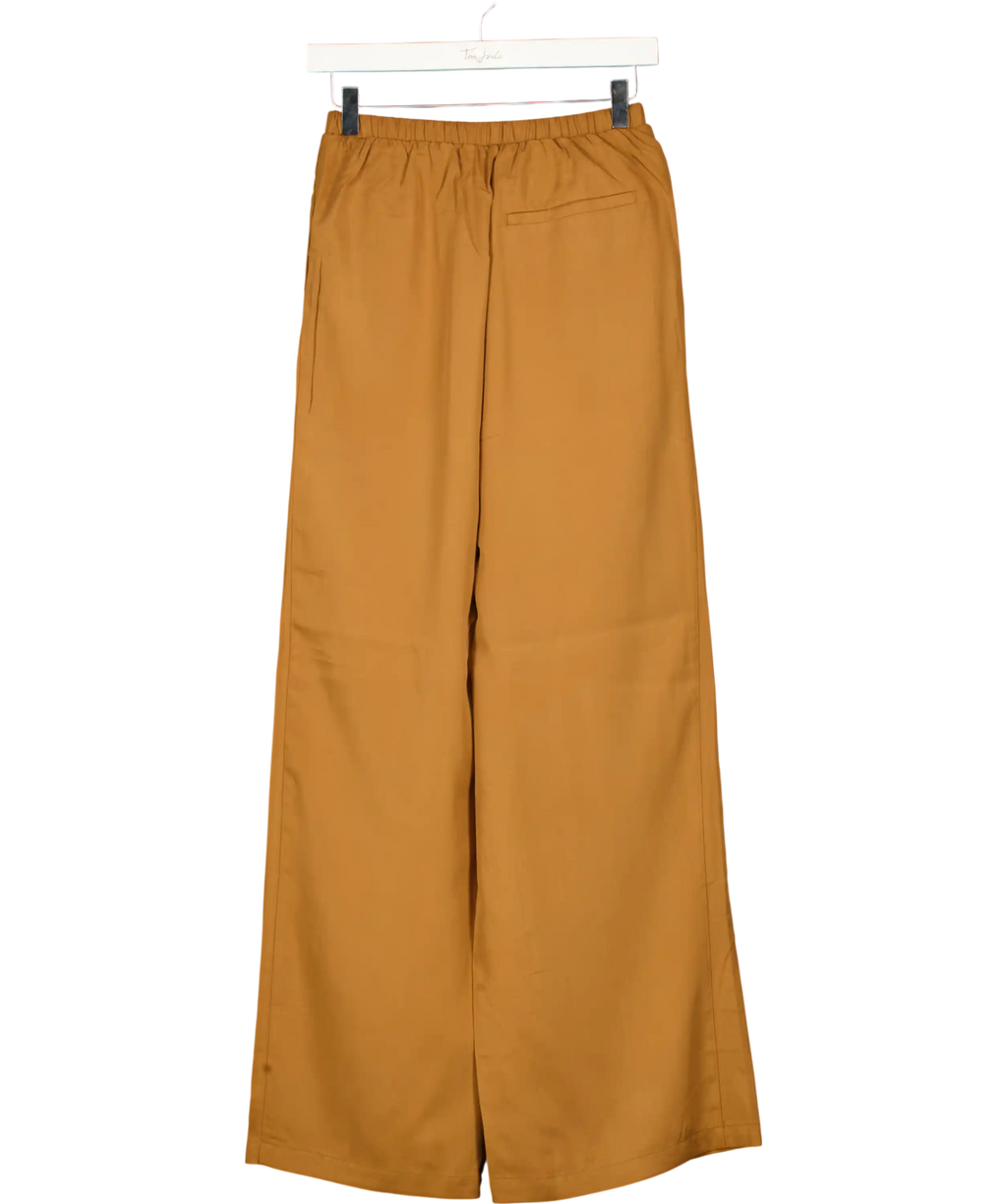 ASOS Design Tan Brown Elastic Waist Wide Leg Trousers UK 6