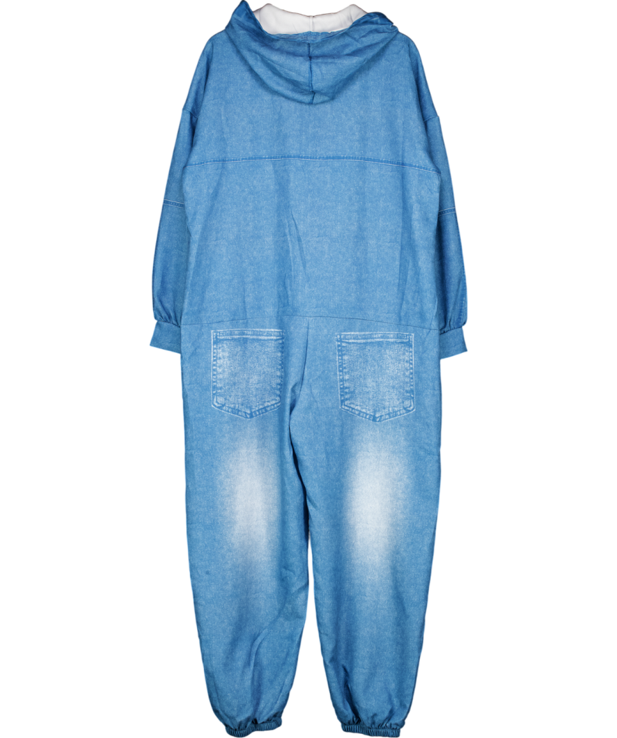 Blue Jersey Denim Look Hooded Onesie UK XXL