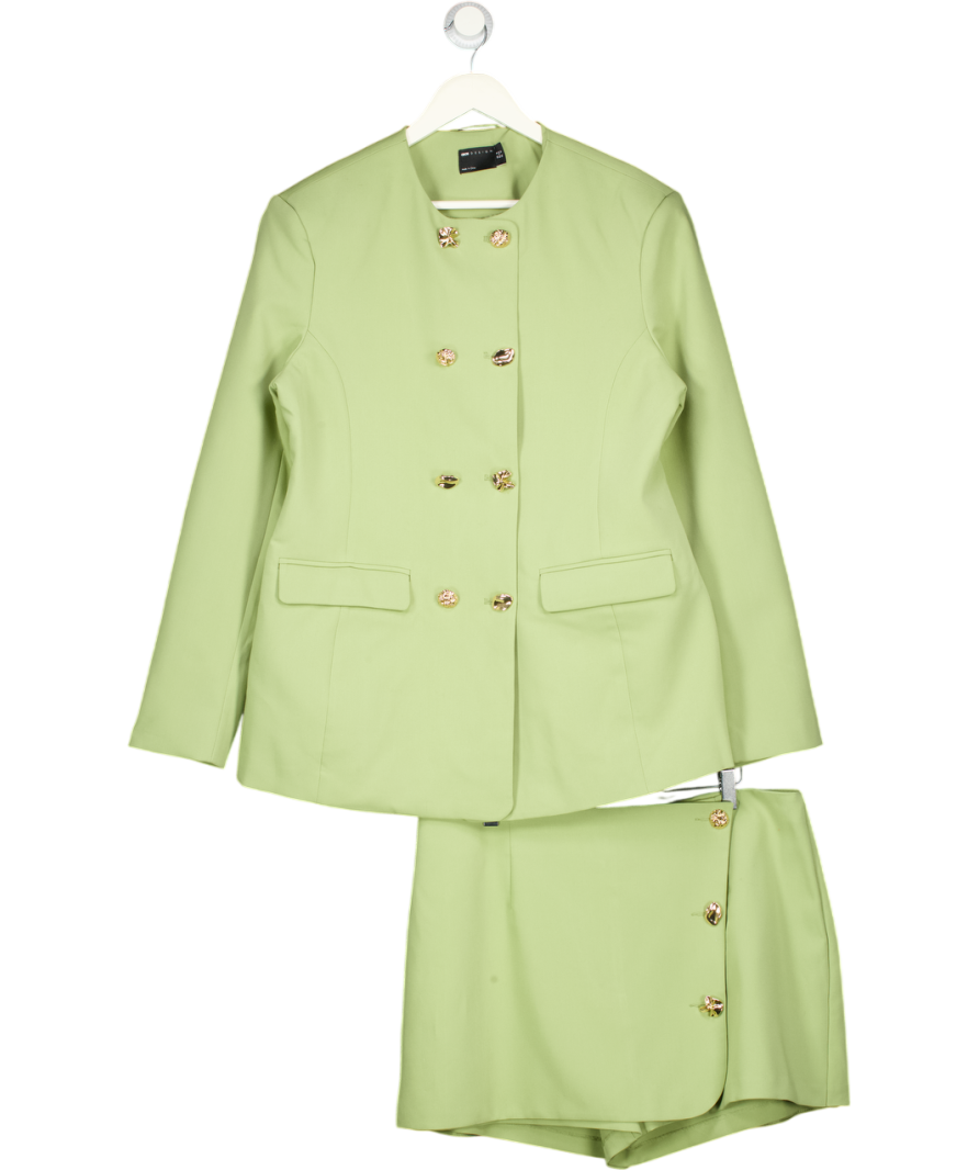 ASOS 2-piece Green Design Tailored Gold Button Blazer And Skort Set UK 16