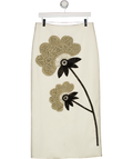 LEEM Cream Floral-embroidered Woven Maxi Skirt UK M