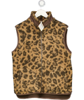 CHELSEA PEERS Chocolate Brown / Leopard Borg Fleece Leopard Print Reversible Gilet UK S