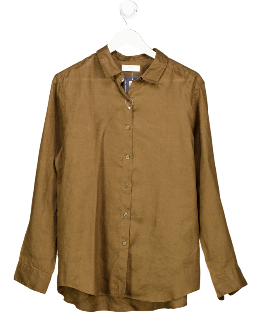 UniQlo Brown 100% Premium Linen Shirt UK XL