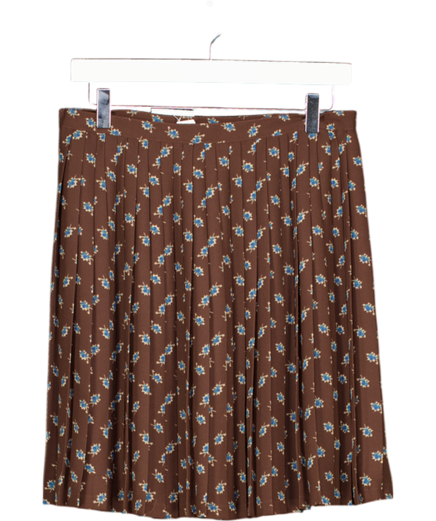Max & Co Brown Pleated Print Mini Skirt UK 14