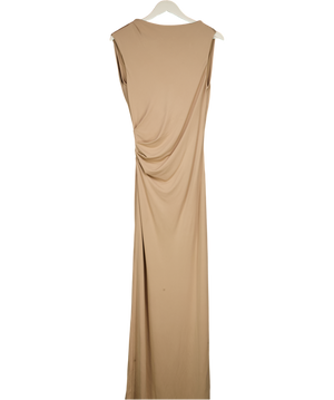 HENNE Beige Cowl Back Anika Maxi Dress UK 8
