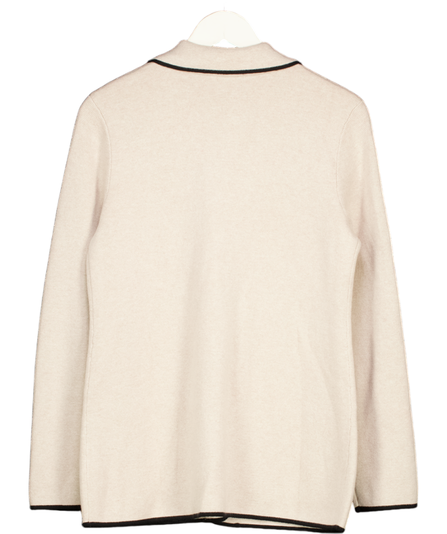 TALBOTS Beige Tipped Double Breasted Cardigan With Gold Buttons UK S