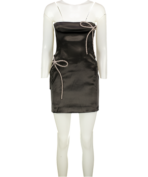 SYDNEY LANE Black Tiffany Crystal Bow Mini Dress UK S