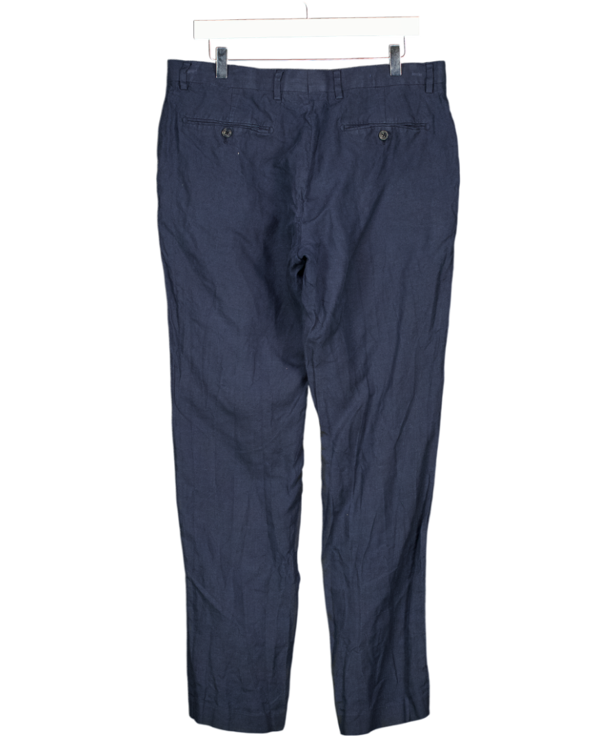 CHARLES TYRWHITT Clim Fit Pure Linen Trousers – Navy Blue 32l W34