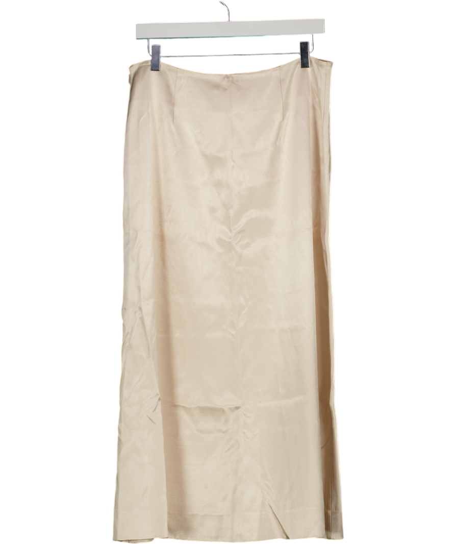 MALENE BIRGER Cream Luxury Viscose Satin Midi Skirt UK 12