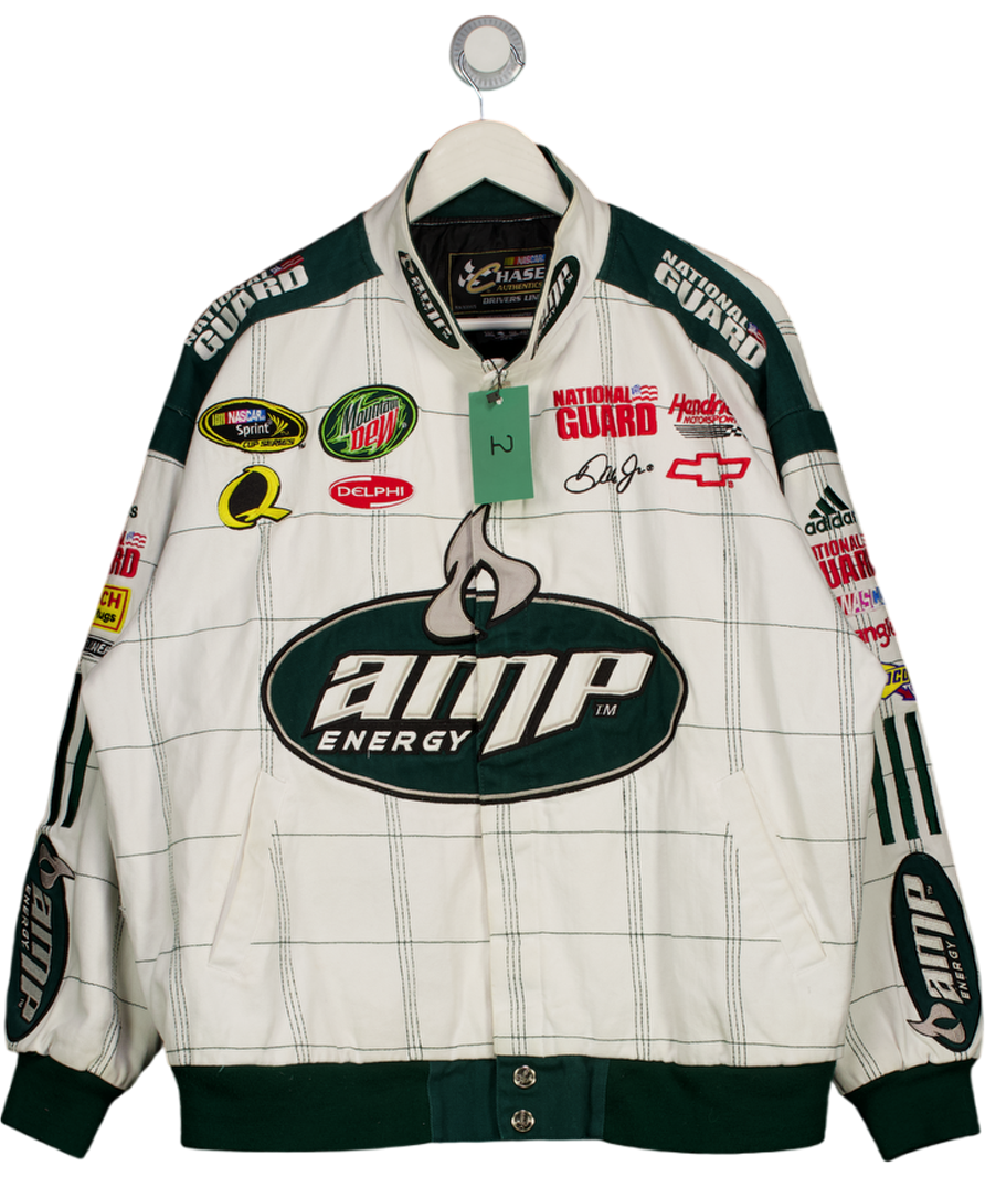 VINTAGE White Amp Energy Nascar Racing Jacket UK XL