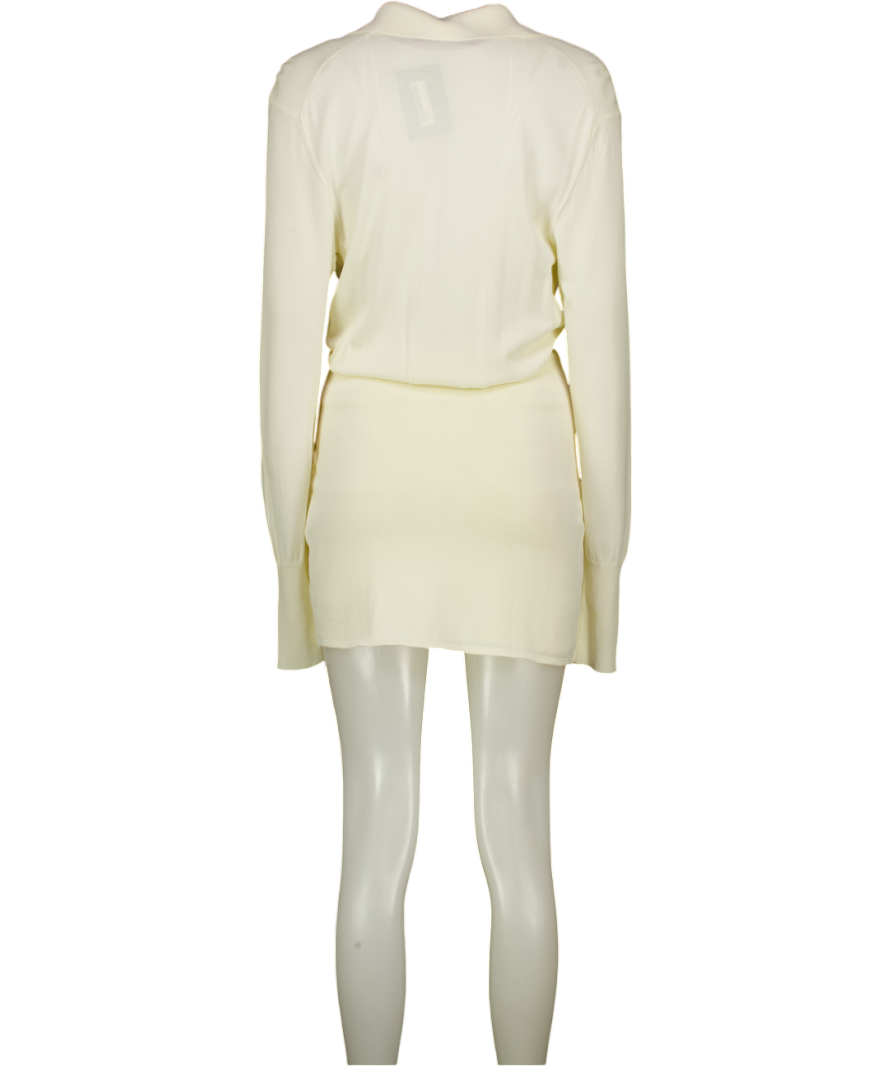 GAUGE81 Cream Nojas Wrap-effect Knitted Mini Dress UK XS