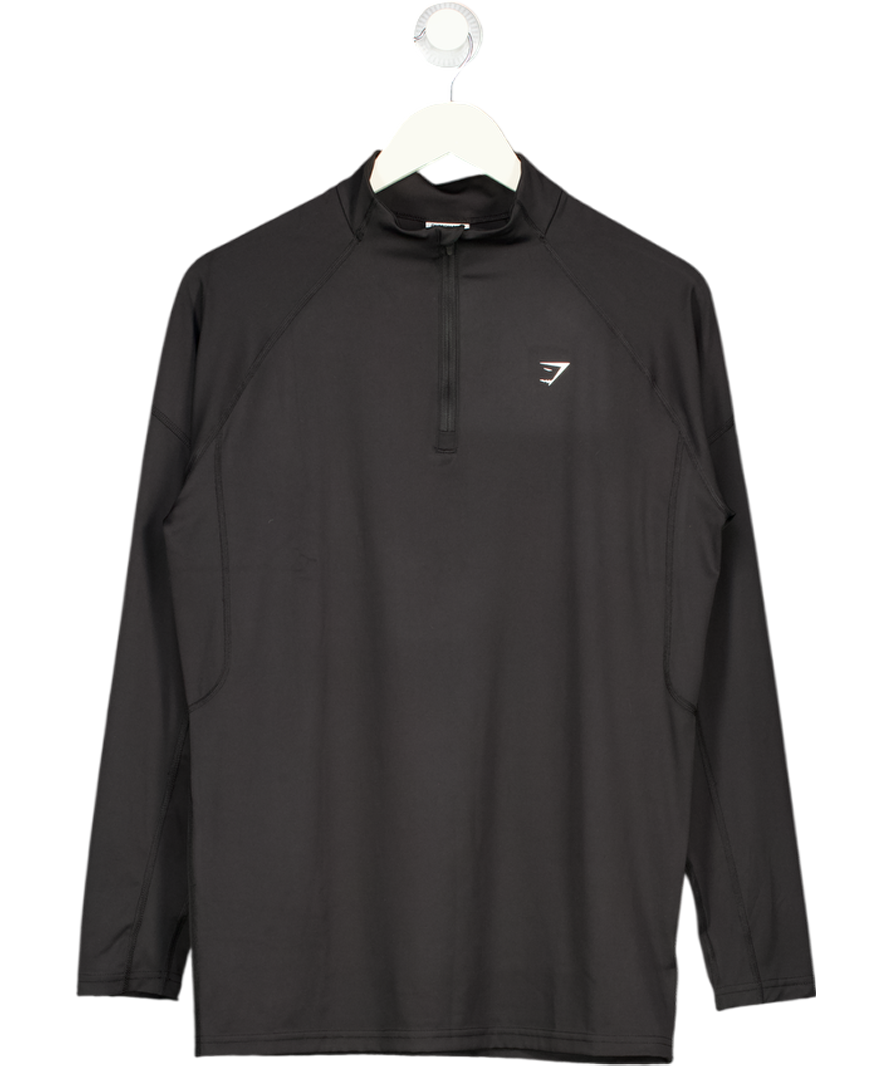 GYMSHARK Black 1/4 Zip Long Sleeve Active Top UK M