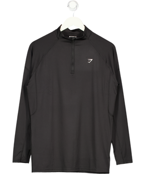GYMSHARK Black 1/4 Zip Long Sleeve Active Top UK M