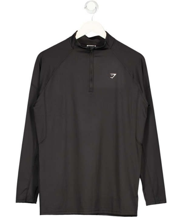 GYMSHARK Black 1/4 Zip Long Sleeve Active Top UK M