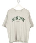 4th & Reckless Scarlett Grey Sunday Distressed Slogan Oversized T-shirt UK M