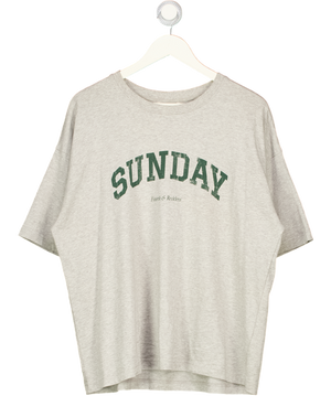 4th & Reckless Scarlett Grey Sunday Distressed Slogan Oversized T-shirt UK M