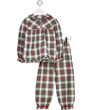 pepa london White Tartan Velvet Trim Pyjamas 6 Years