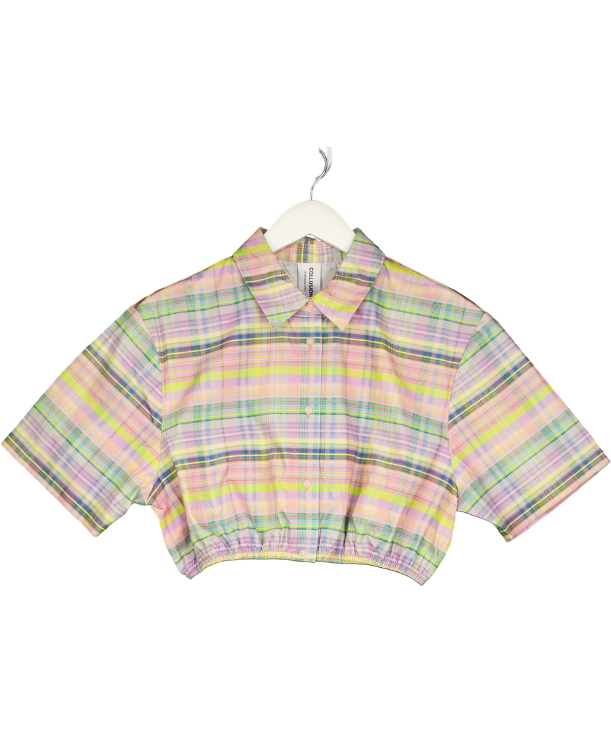 Collusion Multicoloured Cropped Checked Shirt UK 10