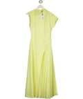 KAREN MILLEN Yellow Soft Tailored High Neck Pleated Midi Dress UK 6