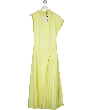 KAREN MILLEN Yellow Soft Tailored High Neck Pleated Midi Dress UK 6