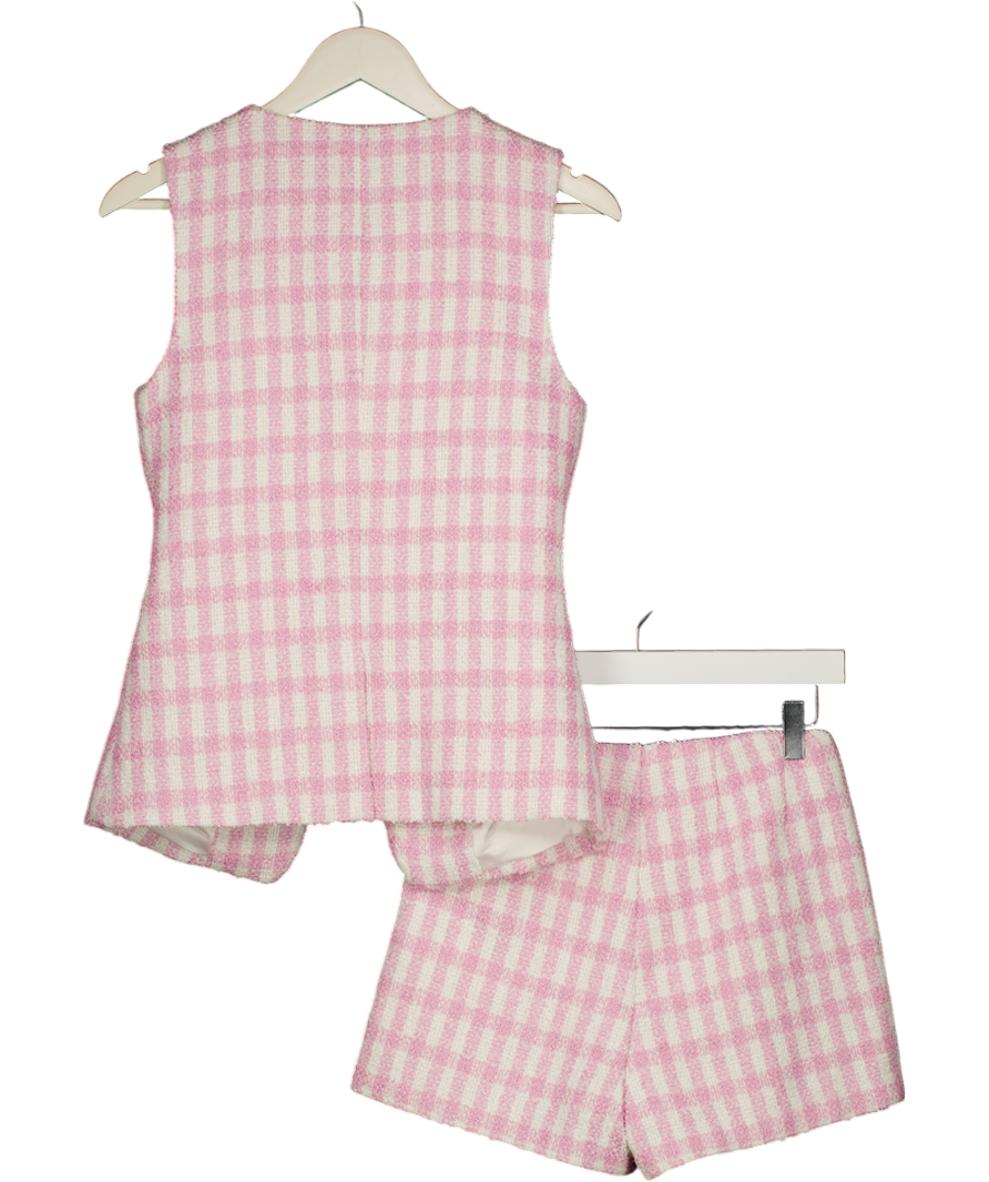 ENDLESS ROSE Pink 2-piece Pink/white Check Tweed Waistcoat (uk S) & Shorts (uk Xs)  Set UK XS/S