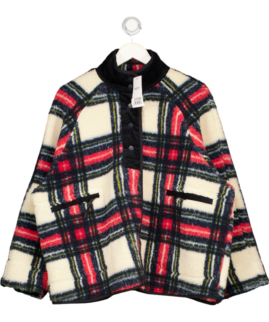 NEXT Red Black/white/red Teddy Borg Fleece Jacket UK L