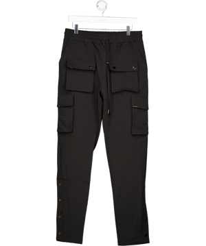 The Couture Club Black Nylon Popit Cargo Trousers UK L