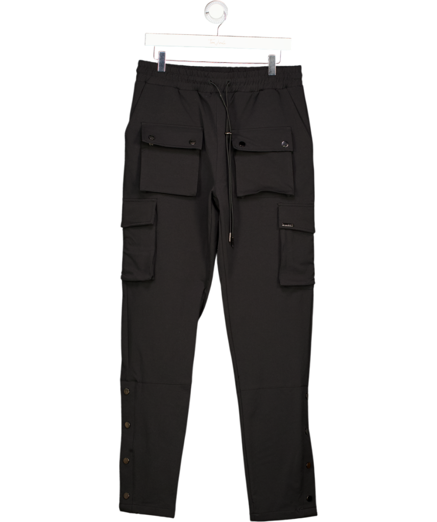 The Couture Club Black Nylon Popit Cargo Trousers UK L