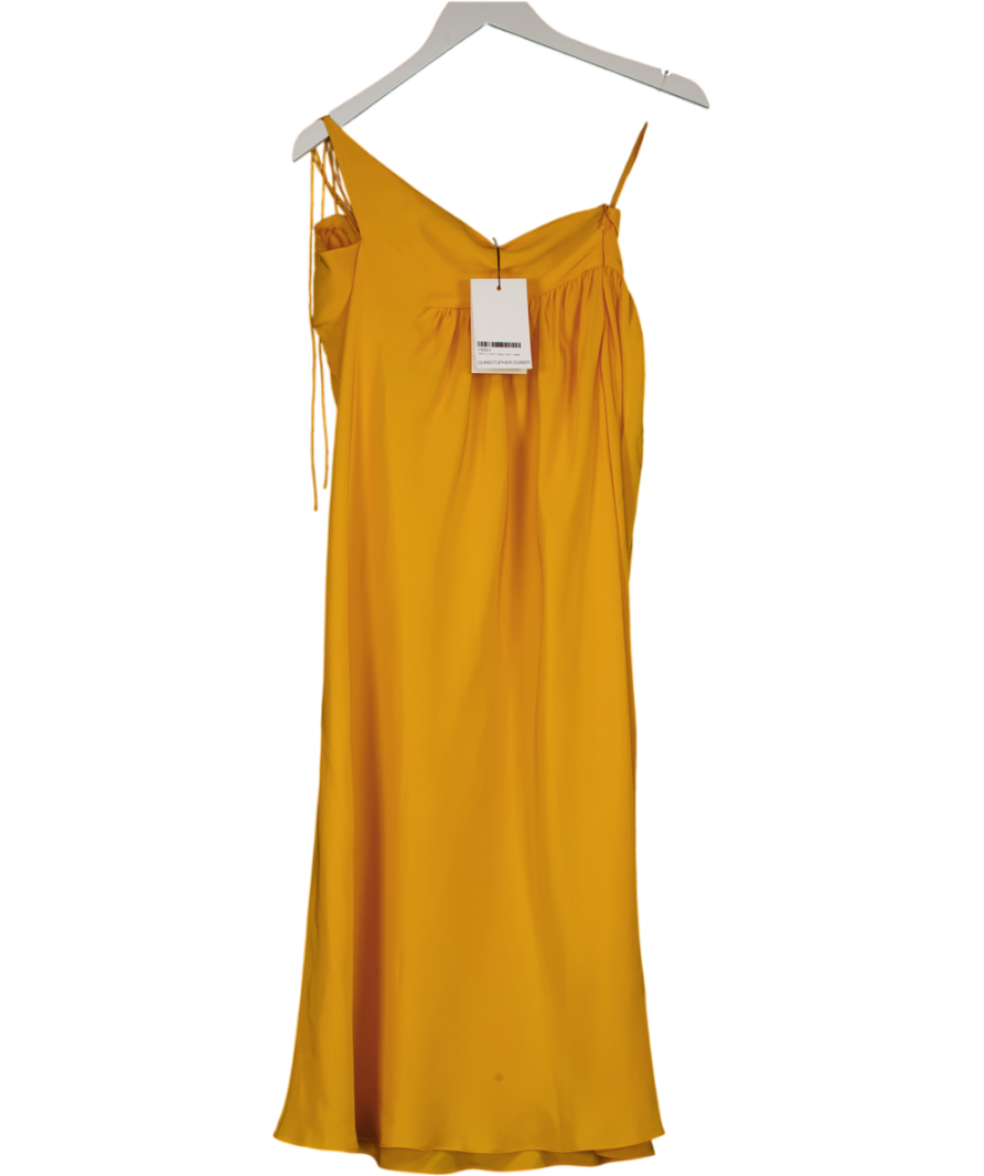 Christopher Esber Yellow Triquetra Gathered Silk Skirt UK 6