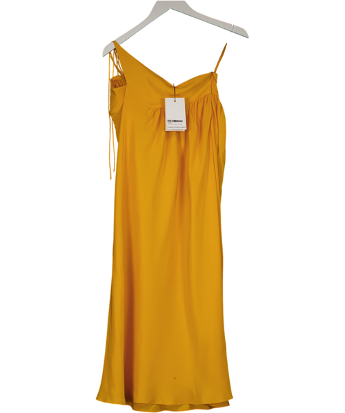 Christopher Esber Yellow Triquetra Gathered Silk Skirt UK 6