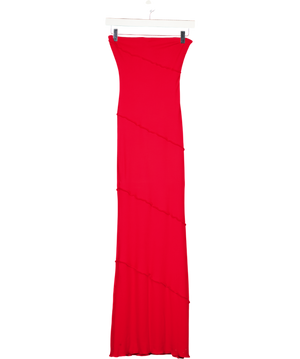WHITE FOX Red Ribbed Bandeau Maxi Dress UK XS