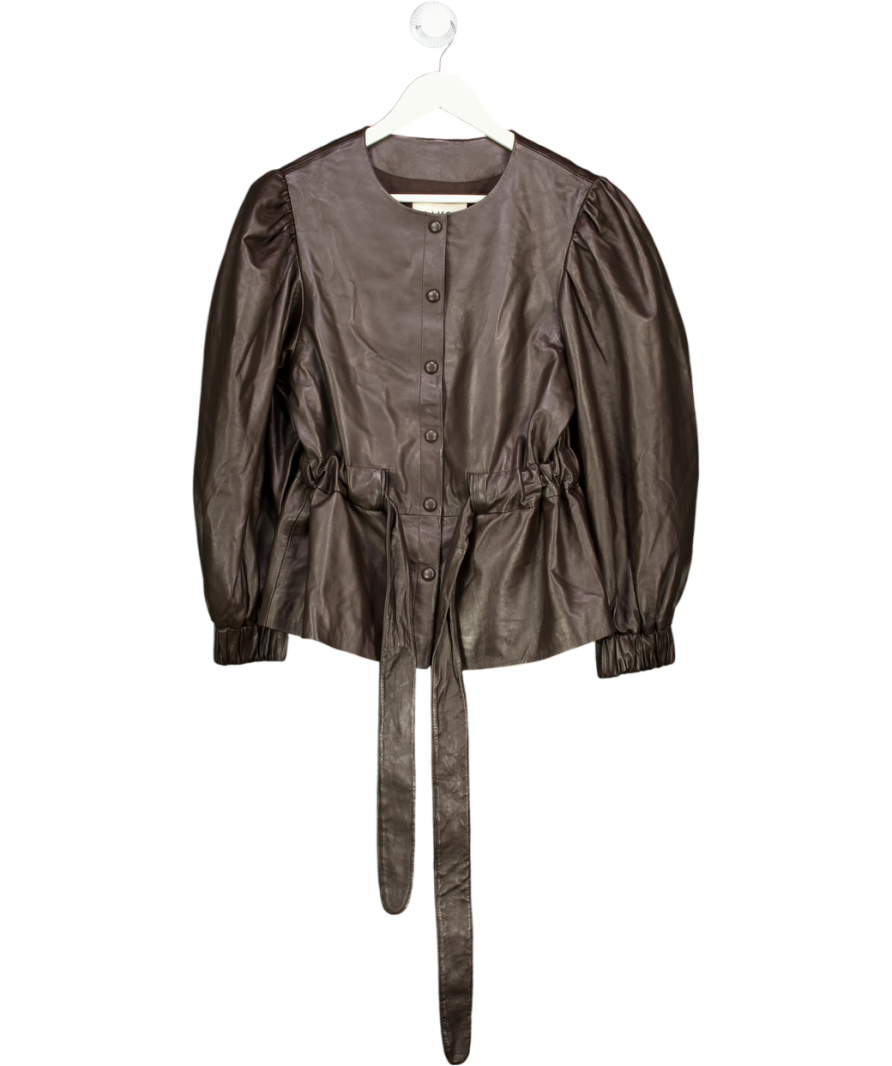 MAKSU Mila Dark Brown Lamb Leather Jacket UK M