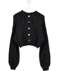 FREE PEOPLE Black Super Cosy Willow Knit Cardigan UK S