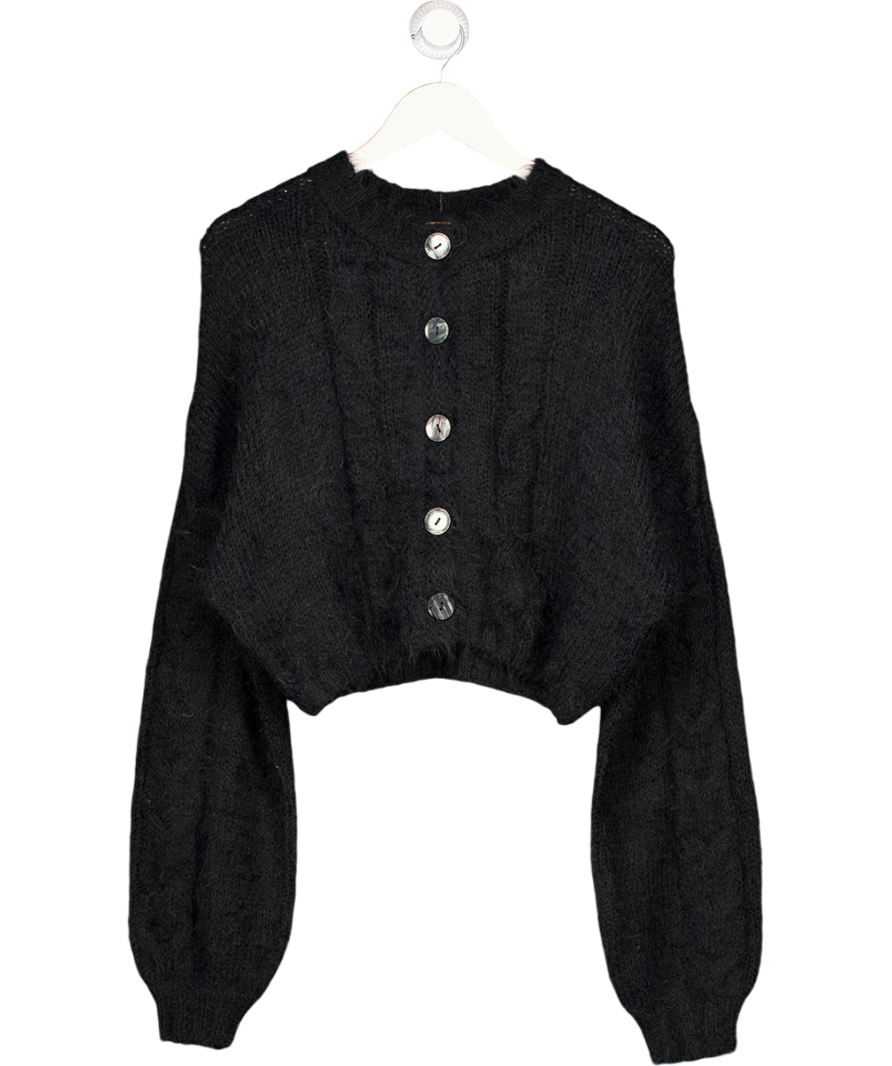 FREE PEOPLE Black Super Cosy Willow Knit Cardigan UK S