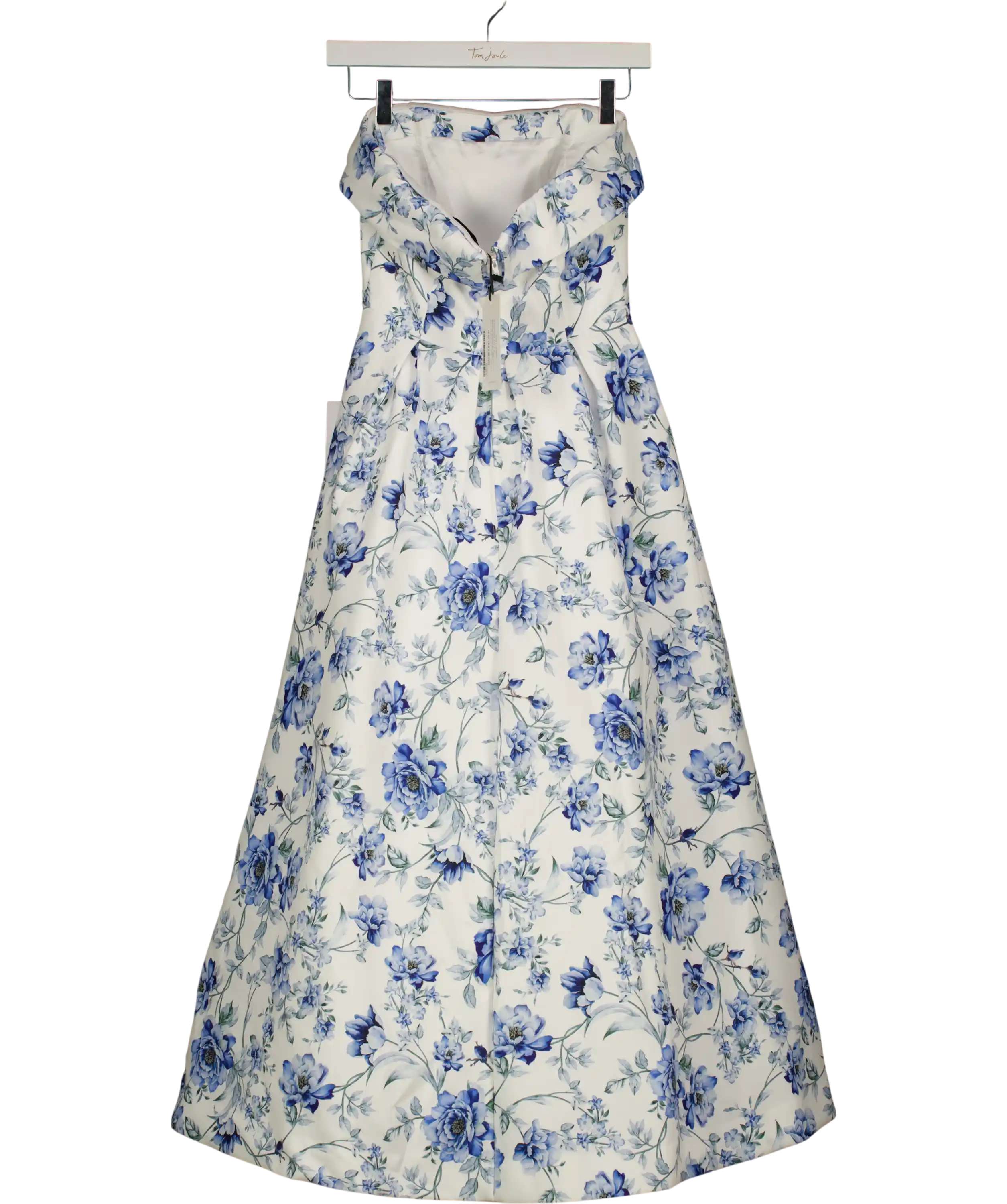 Club L White London Blue Floral Annalise Bandeau Skater Midi Dress UK 6