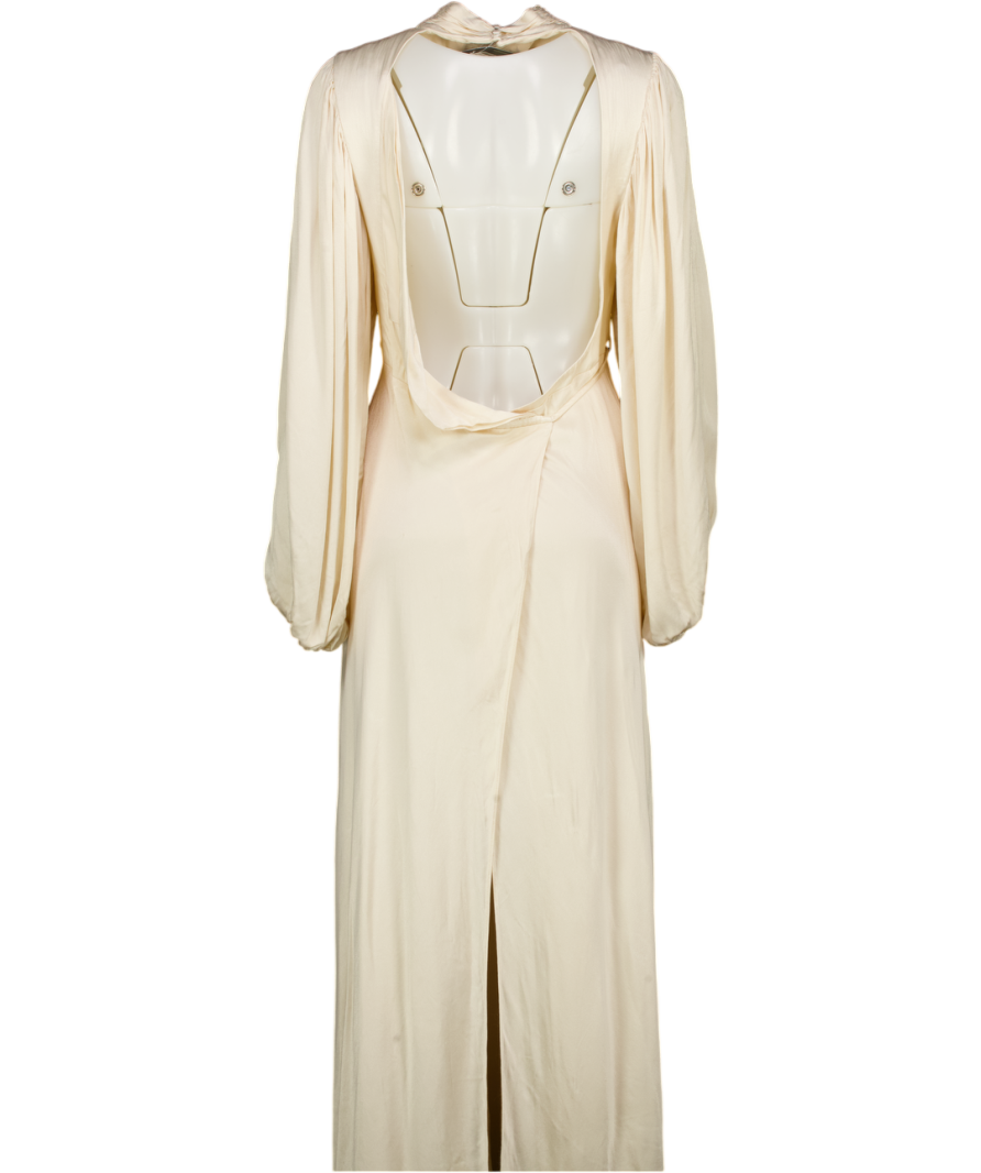 SHONA JOY La Lune Cream Satin High Neck Open Back Maxi Dress UK 10