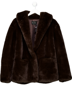 Elka Collective Chocolate Brown Faux Fur Coat UK XS/S
