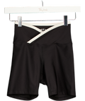 YEAR OF OURS Black / White Cross Front Biker Shorts UK XS