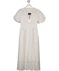 WHISTLES White Cotton Broderie V Neck Dress UK 6