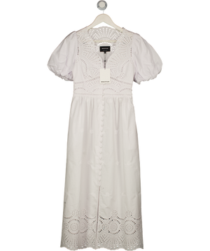 WHISTLES White Cotton Broderie V Neck Dress UK 6