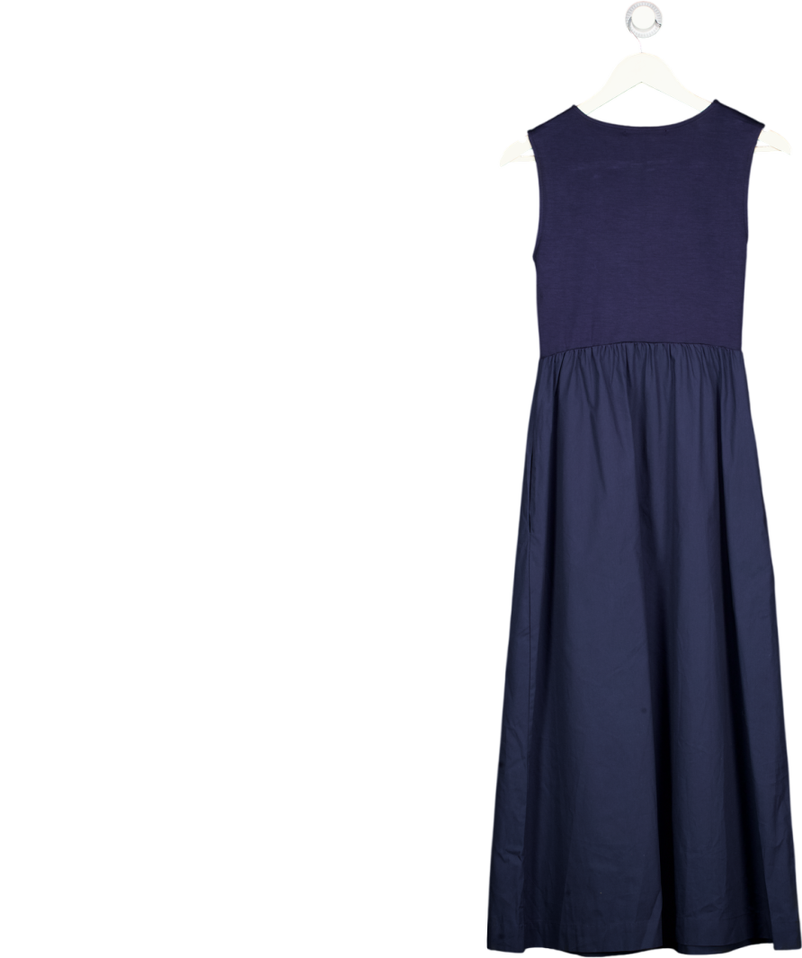 THREADBARE Twist Detail 2-in-1 Midi Dress With Poplin Skirt In Navy Blue UK 8