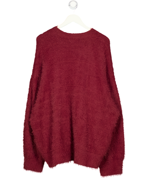 ASOS Curve Burgundy Red Fuzzy Knit Jumper UK XL