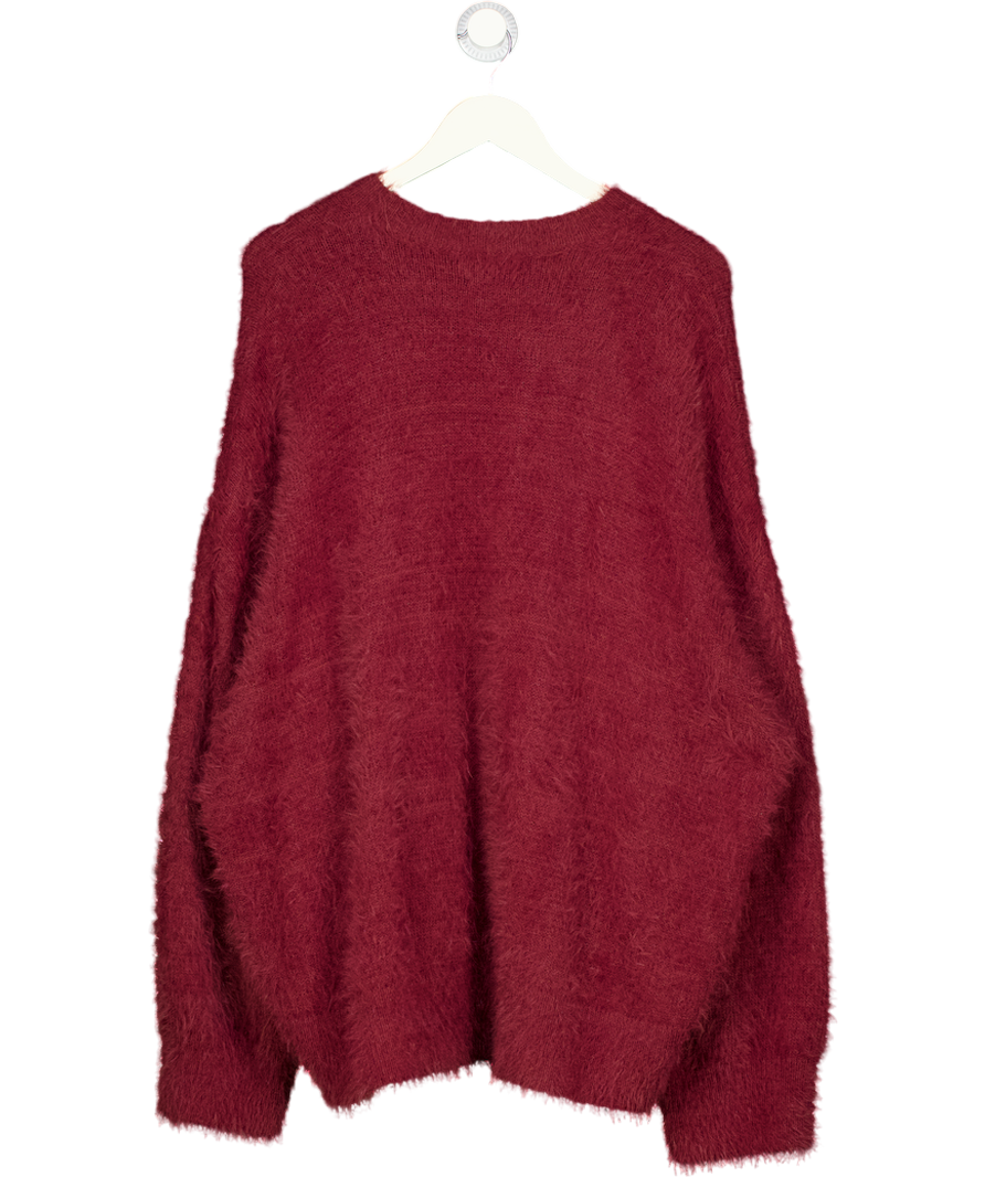 ASOS Curve Burgundy Red Fuzzy Knit Jumper UK XL